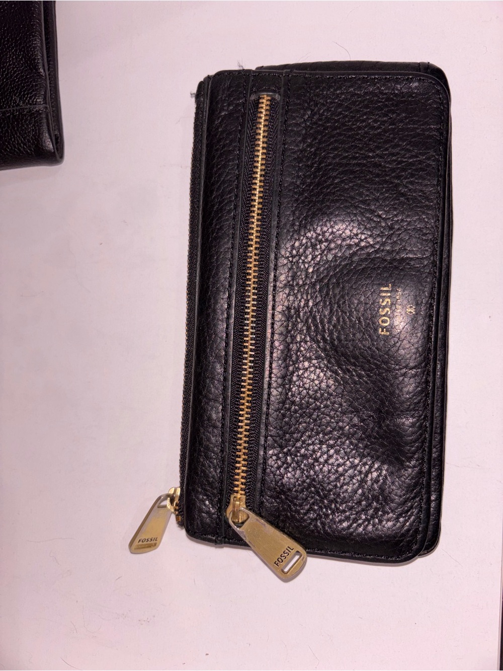 Fossil Black Leather Zip Wallet